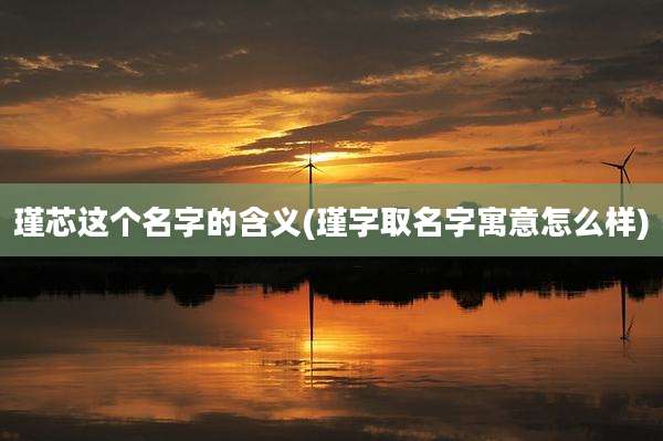 瑾芯这个名字的含义(瑾字取名字寓意怎么样)