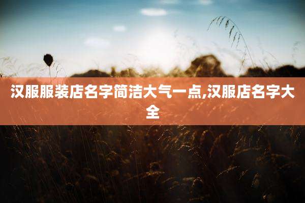 汉服服装店名字简洁大气一点,汉服店名字大全