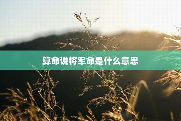 算命说将军命是什么意思