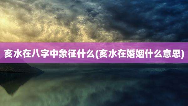 亥水在八字中象征什么(亥水在婚姻什么意思)