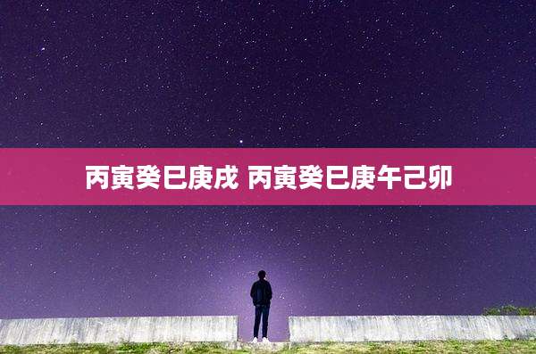 丙寅癸巳庚戌 丙寅癸巳庚午己卯