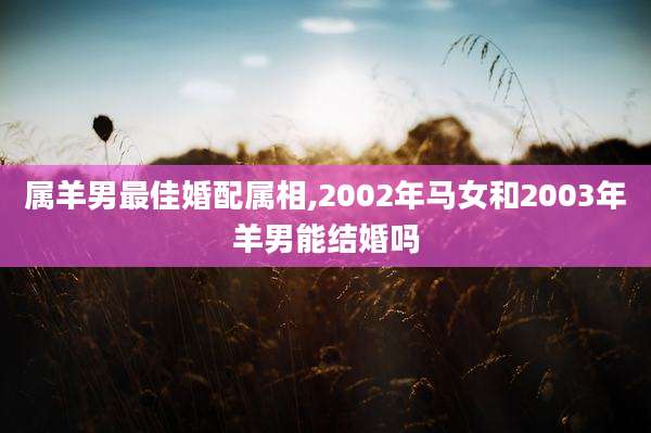 属羊男最佳婚配属相,2002年马女和2003年羊男能结婚吗