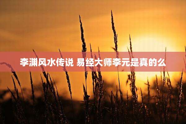李渊风水传说 易经大师李元是真的么