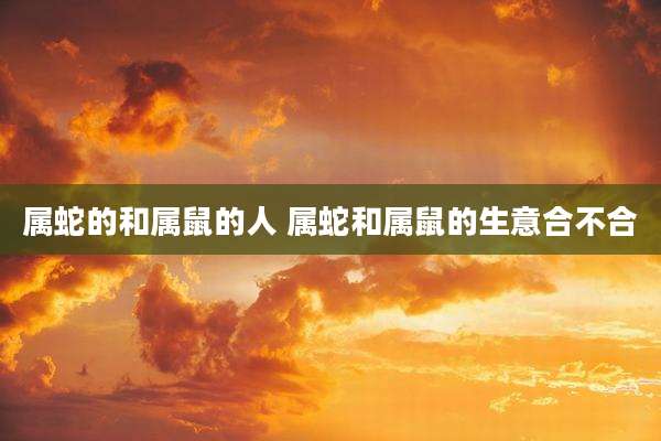 属蛇的和属鼠的人 属蛇和属鼠的生意合不合