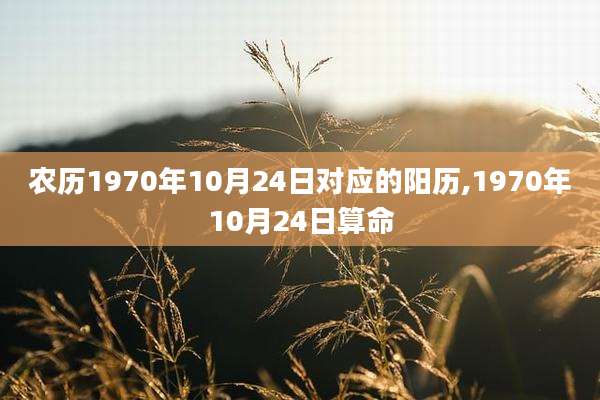 农历1970年10月24日对应的阳历,1970年10月24日算命