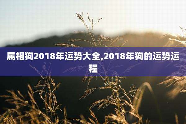 属相狗2018年运势大全,2018年狗的运势运程