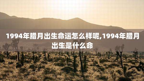 1994年腊月出生命运怎么样呢,1994年腊月出生是什么命