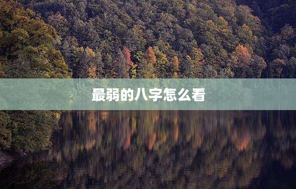 最弱的八字怎么看