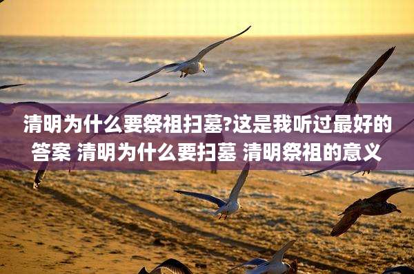 清明为什么要祭祖扫墓?这是我听过最好的答案 清明为什么要扫墓 清明祭祖的意义