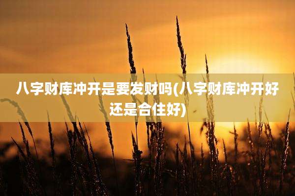 八字财库冲开是要发财吗(八字财库冲开好还是合住好)