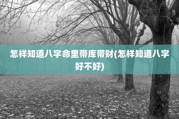 怎样知道八字命里带库带财(怎样知道八字好不好)