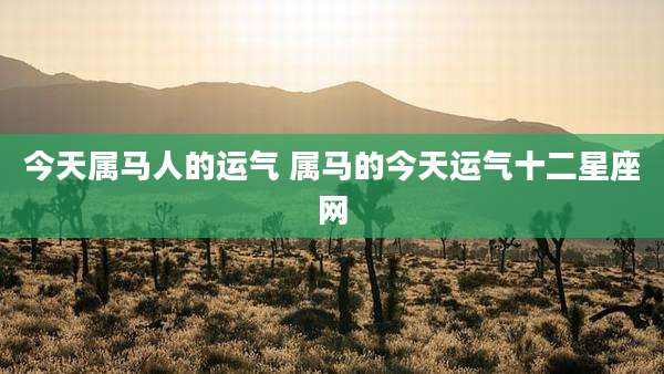 今天属马人的运气 属马的今天运气十二星座网