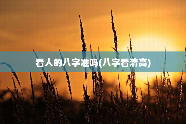 看人的八字准吗(八字看清高)