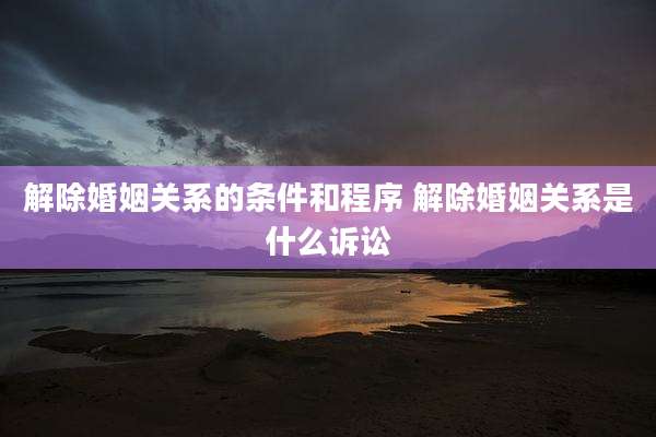 解除婚姻关系的条件和程序 解除婚姻关系是什么诉讼
