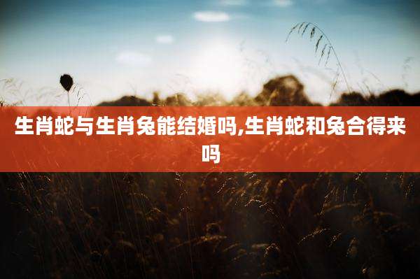 生肖蛇与生肖兔能结婚吗,生肖蛇和兔合得来吗