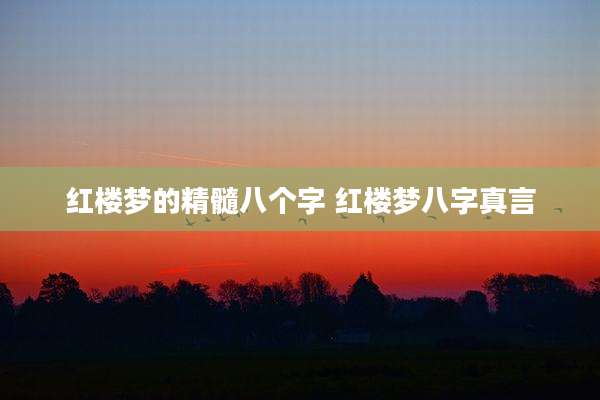 红楼梦的精髓八个字 红楼梦八字真言