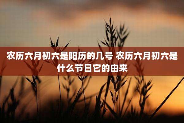 农历六月初六是阳历的几号 农历六月初六是什么节日它的由来