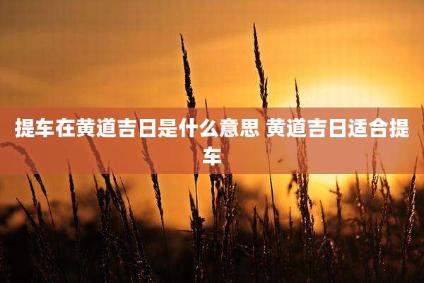 提车在黄道吉日是什么意思 黄道吉日适合提车