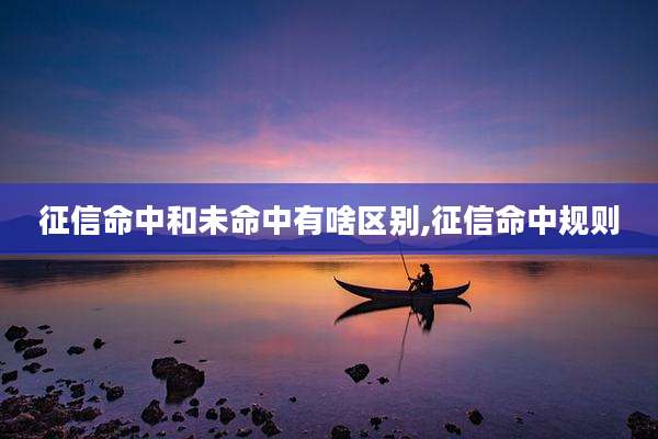征信命中和未命中有啥区别,征信命中规则