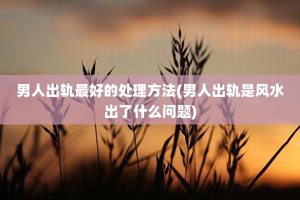 男人出轨最好的处理方法(男人出轨是风水出了什么问题)