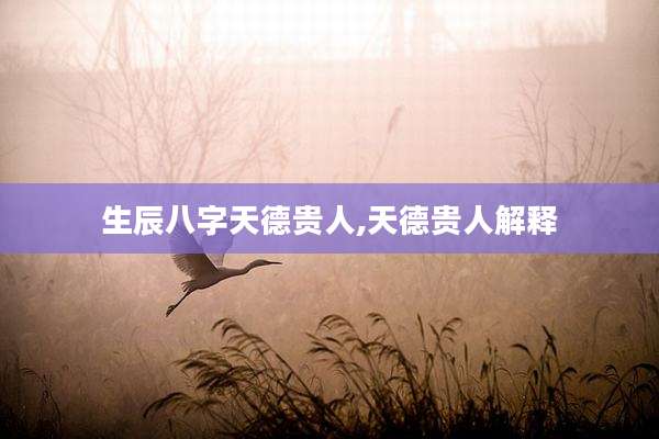 生辰八字天德贵人,天德贵人解释