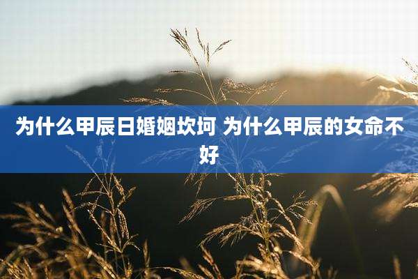 为什么甲辰日婚姻坎坷 为什么甲辰的女命不好