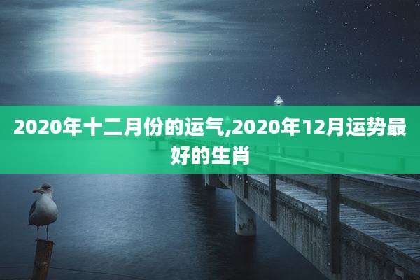 2020年十二月份的运气,2020年12月运势最好的生肖