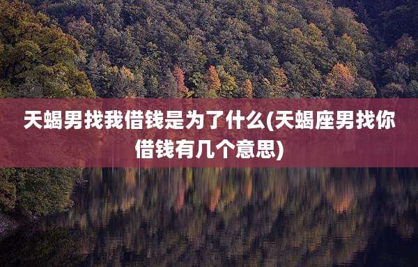 天蝎男找我借钱是为了什么(天蝎座男找你借钱有几个意思)