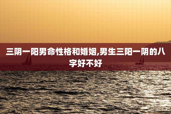 三阴一阳男命性格和婚姻,男生三阳一阴的八字好不好