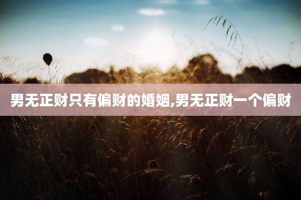 男无正财只有偏财的婚姻,男无正财一个偏财