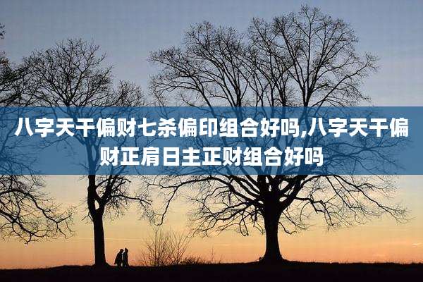 八字天干偏财七杀偏印组合好吗,八字天干偏财正肩日主正财组合好吗