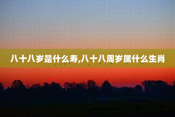 八十八岁是什么寿,八十八周岁属什么生肖