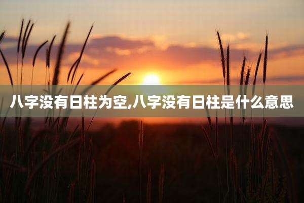 八字没有日柱为空,八字没有日柱是什么意思
