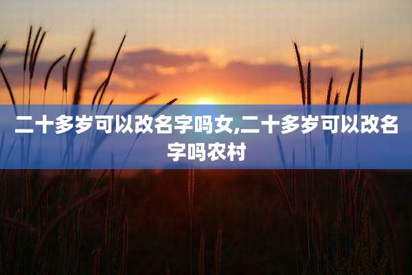 二十多岁可以改名字吗女,二十多岁可以改名字吗农村