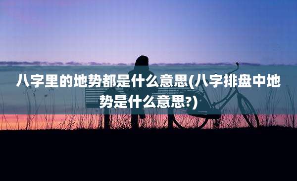八字里的地势都是什么意思(八字排盘中地势是什么意思?)