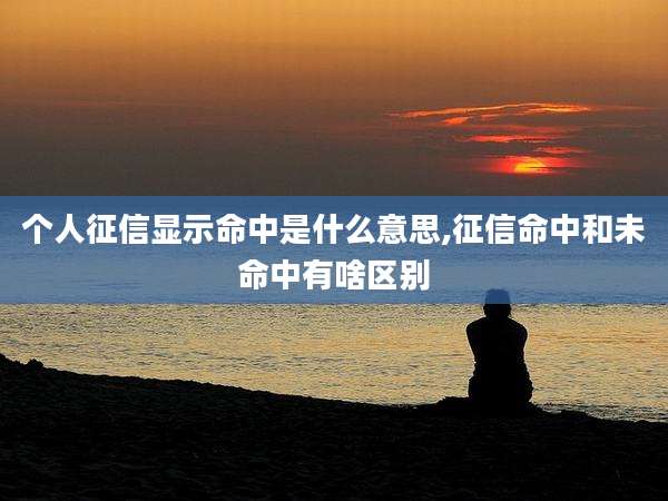 个人征信显示命中是什么意思,征信命中和未命中有啥区别