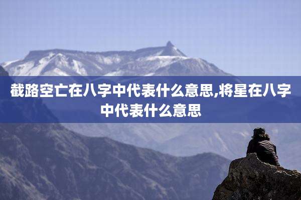 截路空亡在八字中代表什么意思,将星在八字中代表什么意思