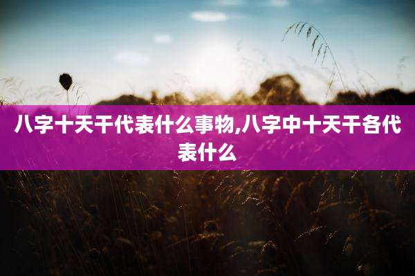 八字十天干代表什么事物,八字中十天干各代表什么