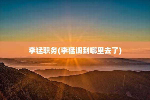 李猛职务(李猛调到哪里去了)