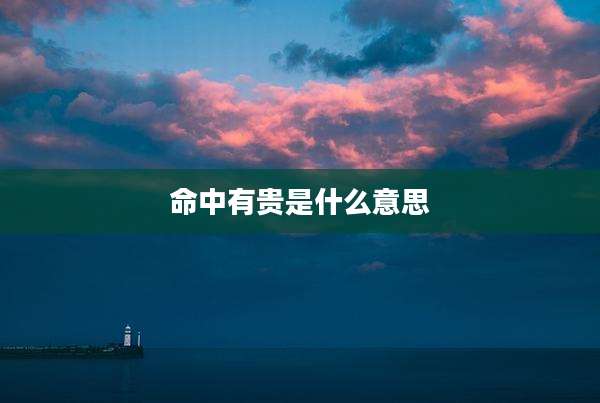 命中有贵是什么意思
