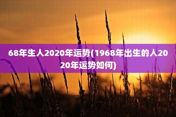 68年生人2020年运势(1968年出生的人2020年运势如何)