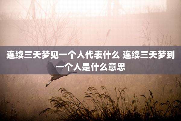 连续三天梦见一个人代表什么 连续三天梦到一个人是什么意思