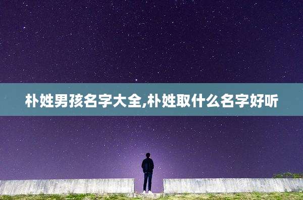 朴姓男孩名字大全,朴姓取什么名字好听