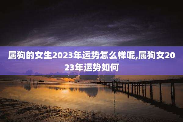 属狗的女生2023年运势怎么样呢,属狗女2023年运势如何