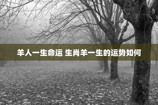羊人一生命运 生肖羊一生的运势如何