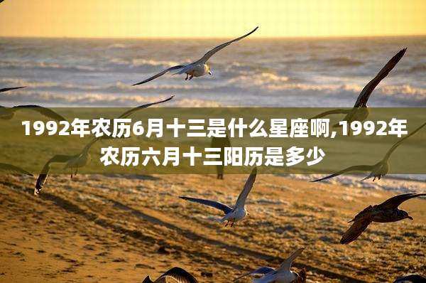 1992年农历6月十三是什么星座啊,1992年农历六月十三阳历是多少