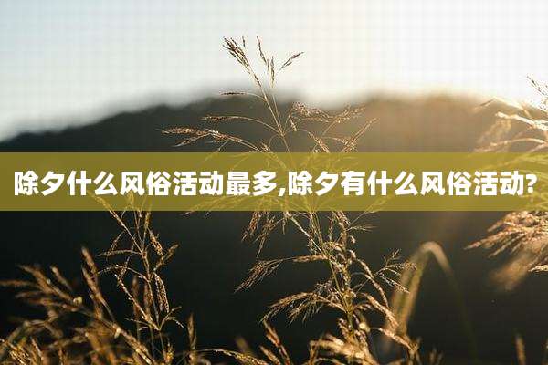 除夕什么风俗活动最多,除夕有什么风俗活动?