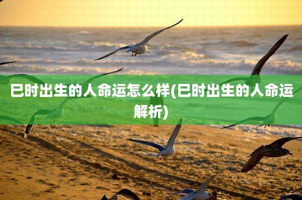 巳时出生的人命运怎么样(巳时出生的人命运解析)