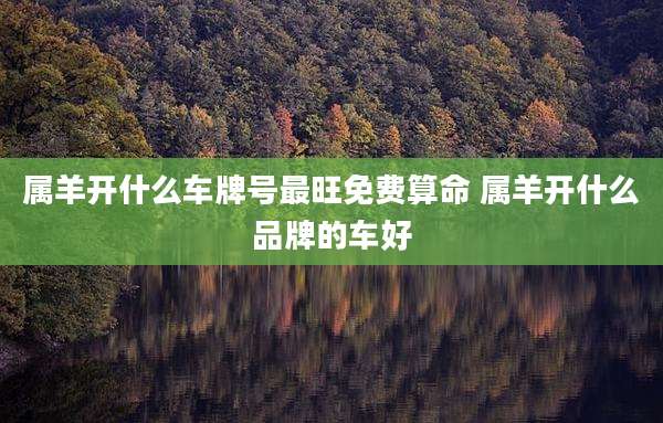 属羊开什么车牌号最旺免费算命 属羊开什么品牌的车好