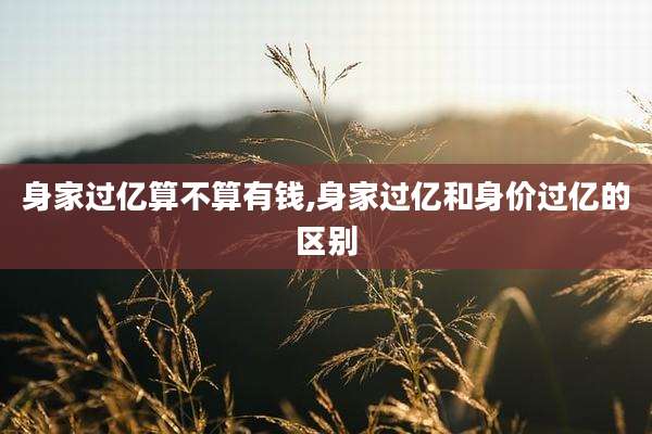 身家过亿算不算有钱,身家过亿和身价过亿的区别